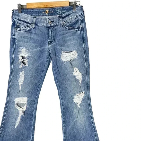 7 for all Mankind A Pocket Distressed Lexie Flare Denim Jeans Size 27 - Picture 7 of 13